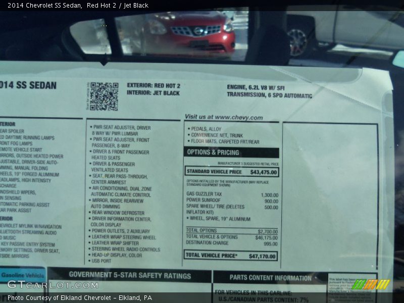  2014 SS Sedan Window Sticker