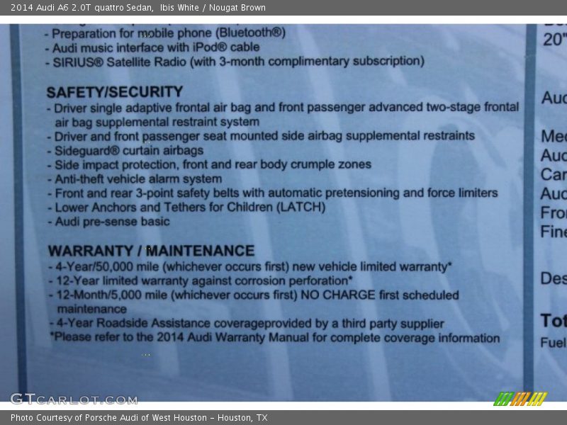 Ibis White / Nougat Brown 2014 Audi A6 2.0T quattro Sedan