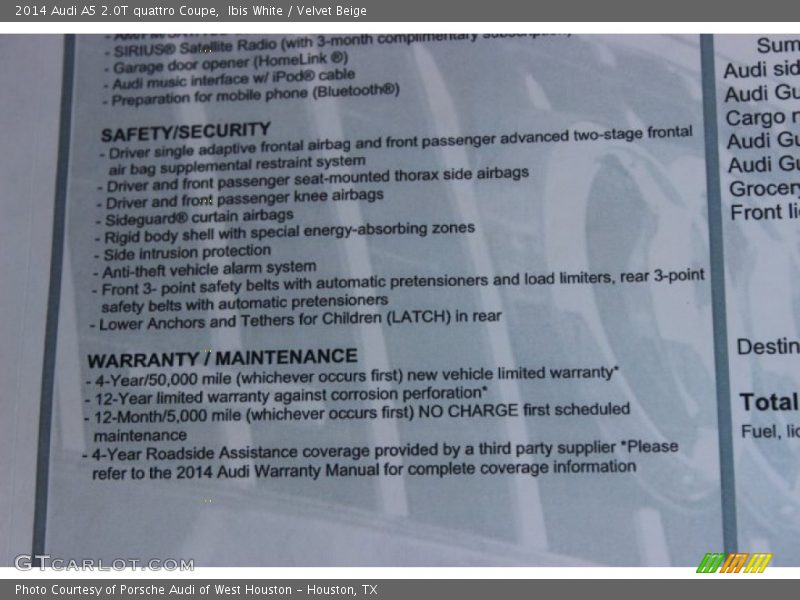 Ibis White / Velvet Beige 2014 Audi A5 2.0T quattro Coupe