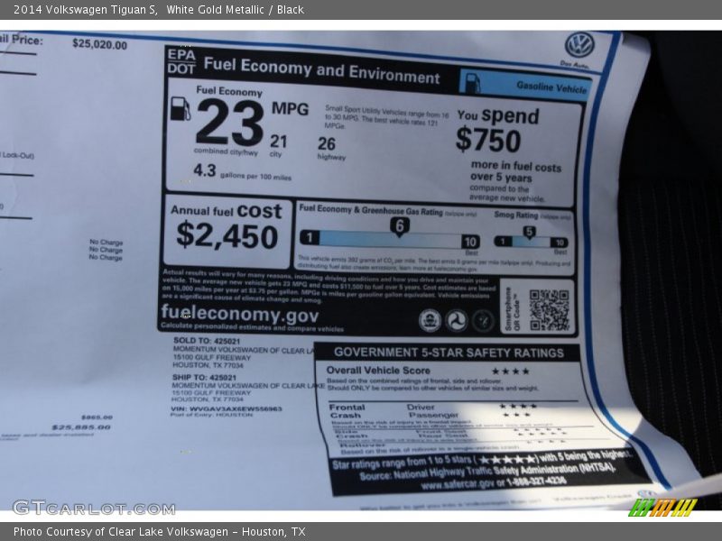 White Gold Metallic / Black 2014 Volkswagen Tiguan S