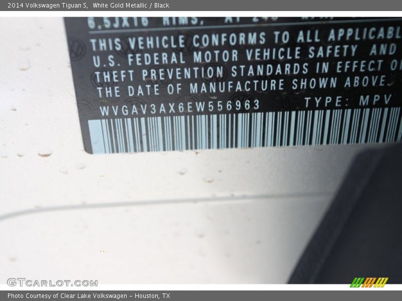 White Gold Metallic / Black 2014 Volkswagen Tiguan S