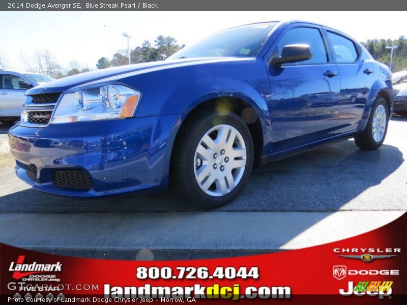 Blue Streak Pearl / Black 2014 Dodge Avenger SE