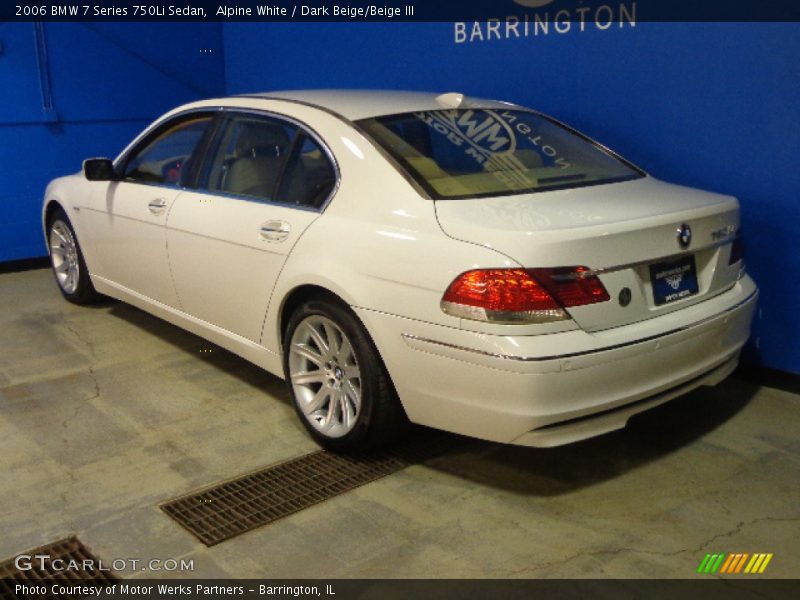 Alpine White / Dark Beige/Beige III 2006 BMW 7 Series 750Li Sedan