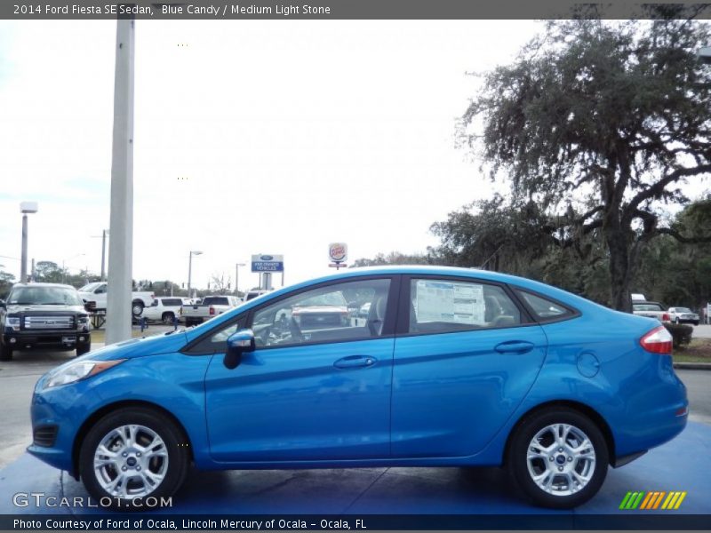 Blue Candy / Medium Light Stone 2014 Ford Fiesta SE Sedan