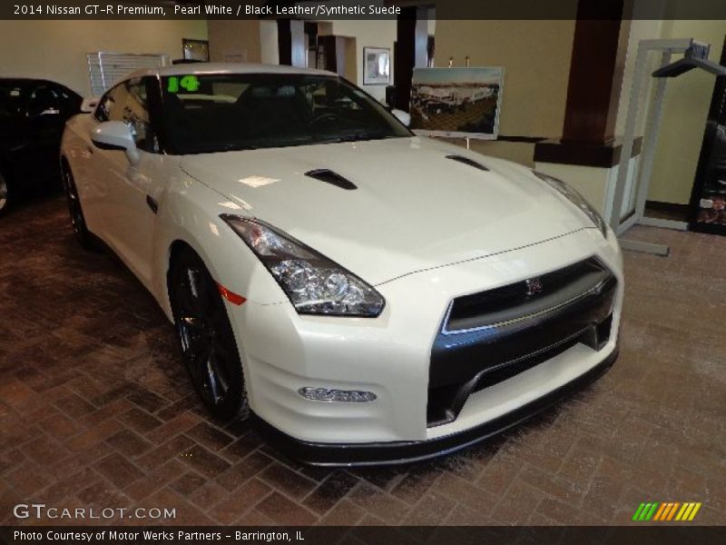 Pearl White / Black Leather/Synthetic Suede 2014 Nissan GT-R Premium