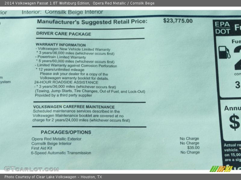 Opera Red Metallic / Cornsilk Beige 2014 Volkswagen Passat 1.8T Wolfsburg Edition