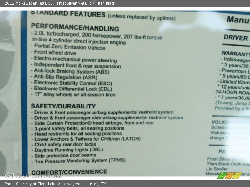  2013 Jetta GLI Window Sticker