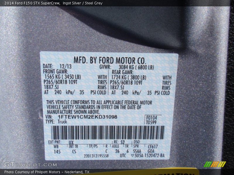 Ingot Silver / Steel Grey 2014 Ford F150 STX SuperCrew