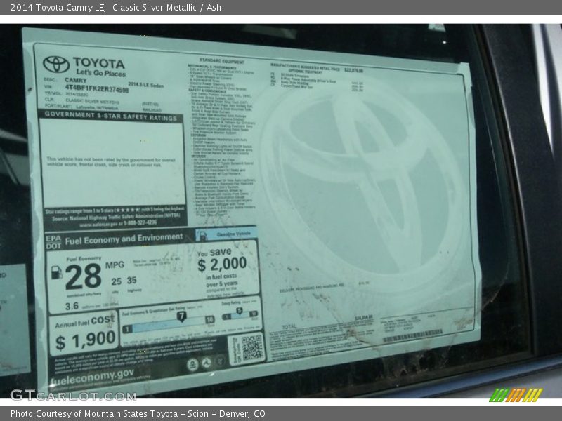 Classic Silver Metallic / Ash 2014 Toyota Camry LE