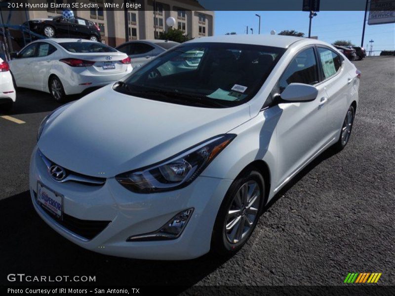 White / Beige 2014 Hyundai Elantra SE Sedan