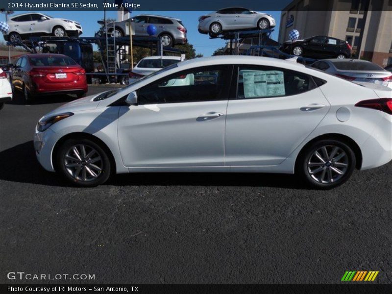 White / Beige 2014 Hyundai Elantra SE Sedan