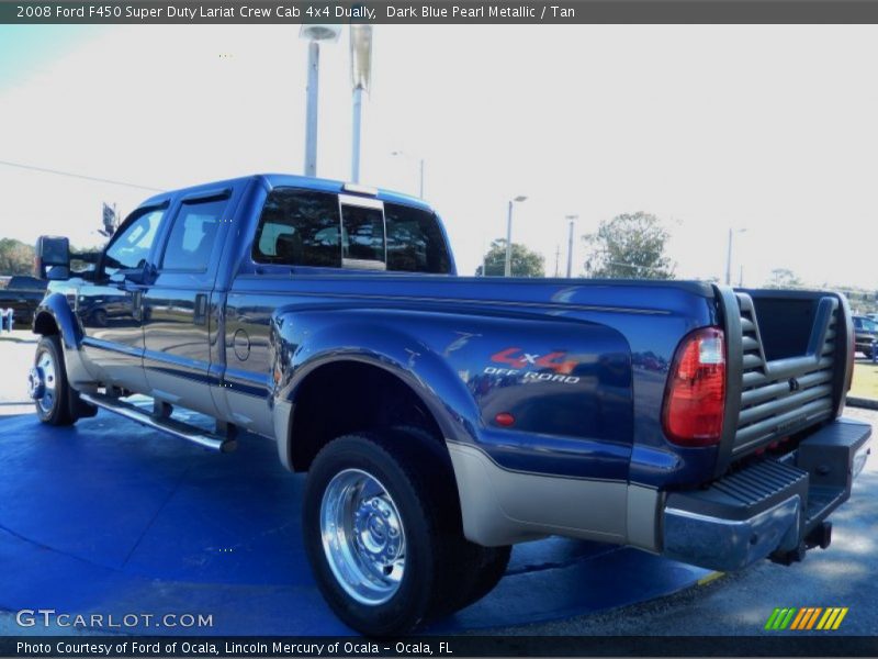 Dark Blue Pearl Metallic / Tan 2008 Ford F450 Super Duty Lariat Crew Cab 4x4 Dually