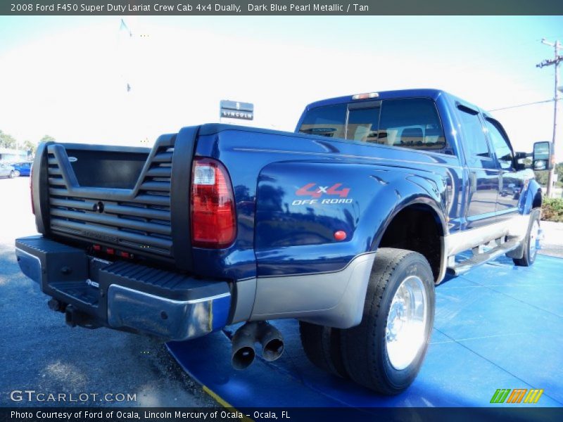 Dark Blue Pearl Metallic / Tan 2008 Ford F450 Super Duty Lariat Crew Cab 4x4 Dually