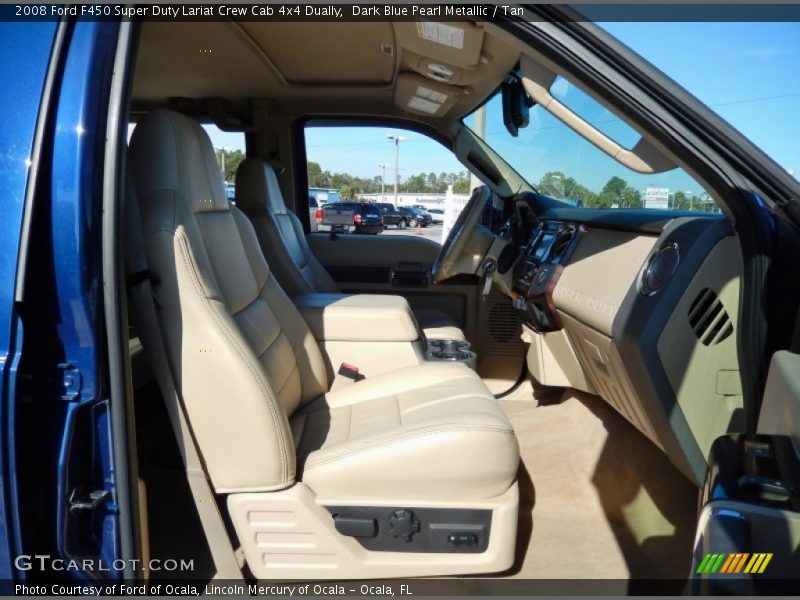 Dark Blue Pearl Metallic / Tan 2008 Ford F450 Super Duty Lariat Crew Cab 4x4 Dually