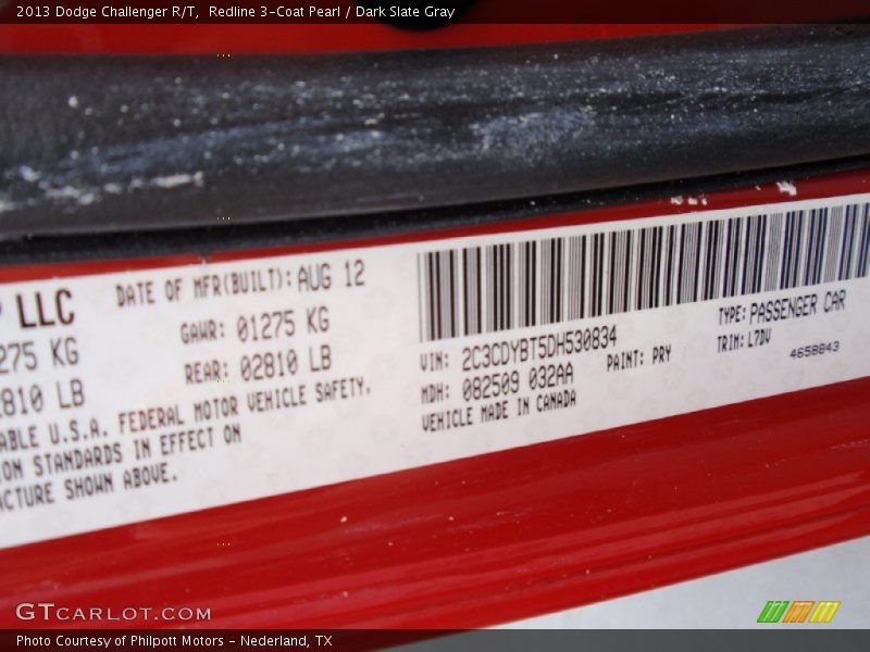 Redline 3-Coat Pearl / Dark Slate Gray 2013 Dodge Challenger R/T