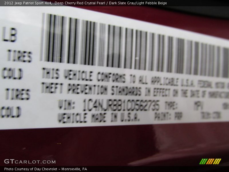 Deep Cherry Red Crystal Pearl / Dark Slate Gray/Light Pebble Beige 2012 Jeep Patriot Sport 4x4