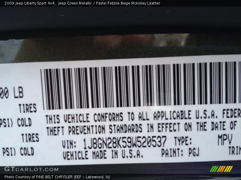 Jeep Green Metallic / Pastel Pebble Beige Mckinley Leather 2009 Jeep Liberty Sport 4x4