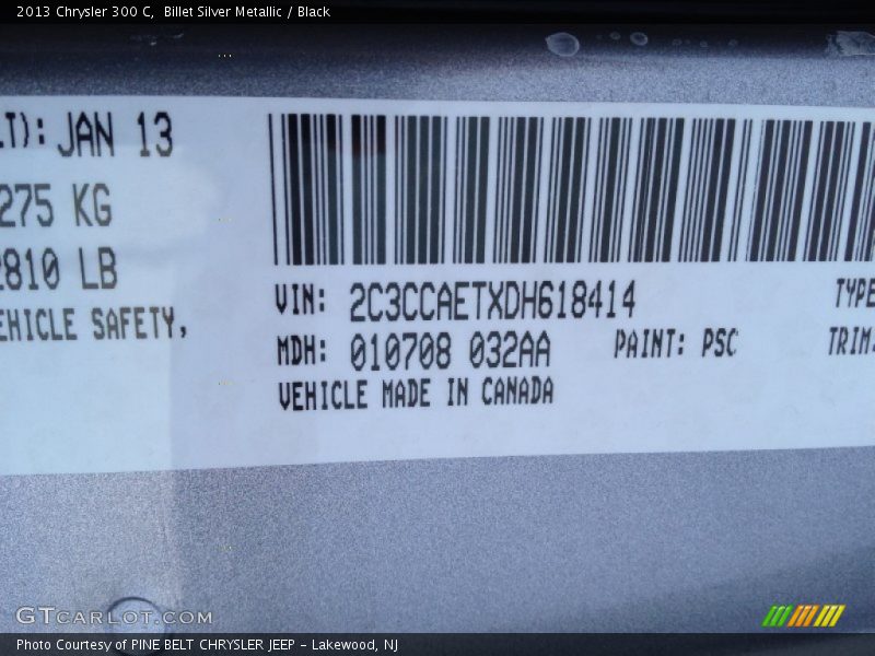 Billet Silver Metallic / Black 2013 Chrysler 300 C
