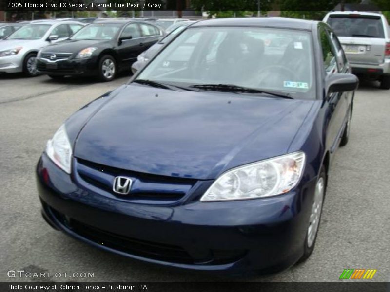 Eternal Blue Pearl / Gray 2005 Honda Civic LX Sedan