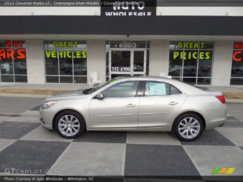 Champagne Silver Metallic / Cocoa/Light Neutral 2013 Chevrolet Malibu LT