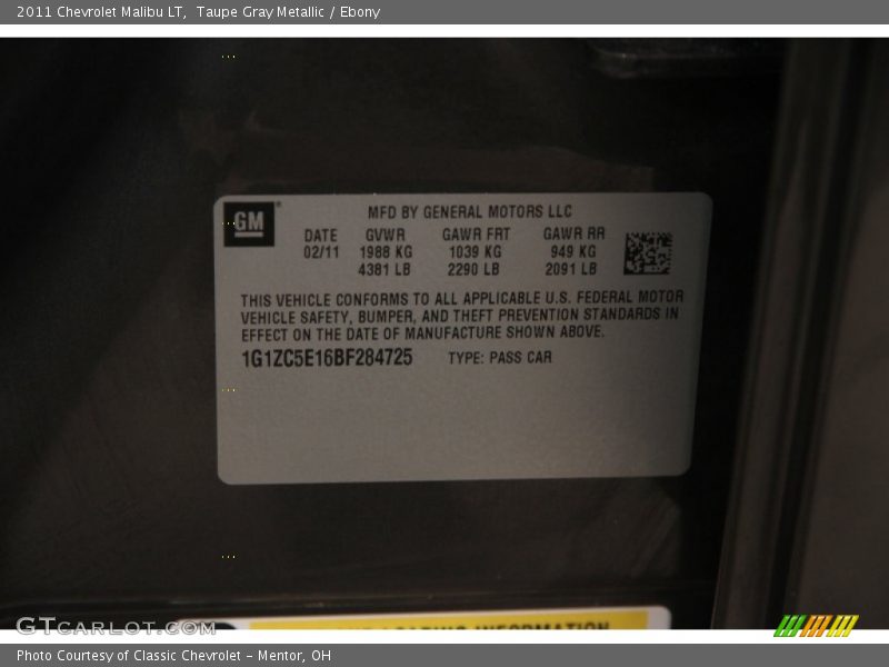 Taupe Gray Metallic / Ebony 2011 Chevrolet Malibu LT