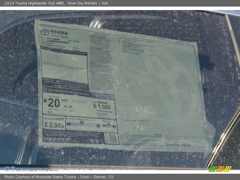 Silver Sky Metallic / Ash 2014 Toyota Highlander XLE AWD