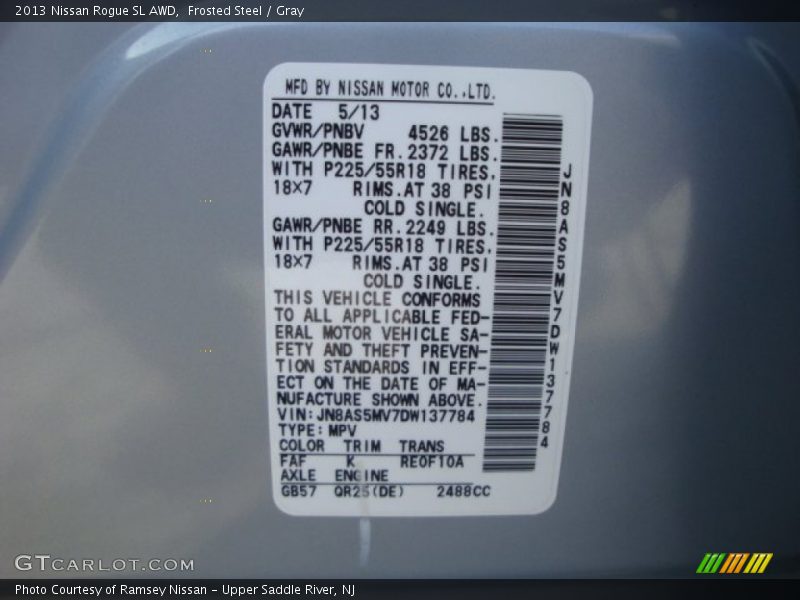 Frosted Steel / Gray 2013 Nissan Rogue SL AWD