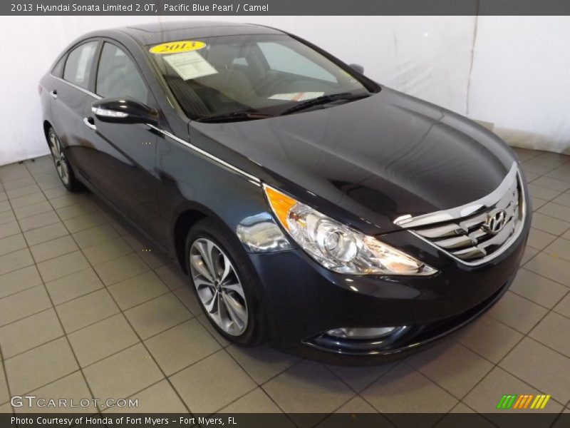 Pacific Blue Pearl / Camel 2013 Hyundai Sonata Limited 2.0T