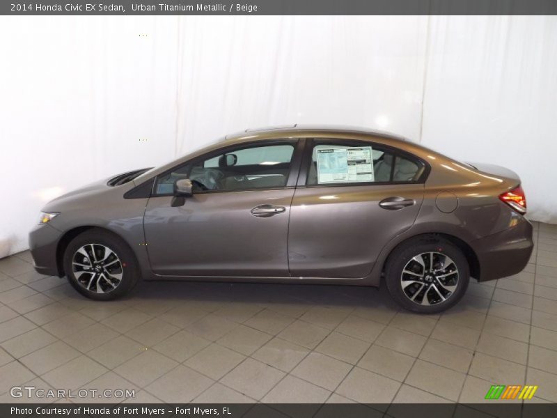 Urban Titanium Metallic / Beige 2014 Honda Civic EX Sedan