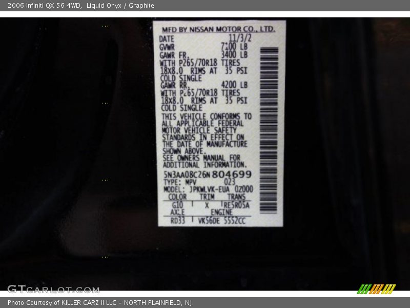 Liquid Onyx / Graphite 2006 Infiniti QX 56 4WD