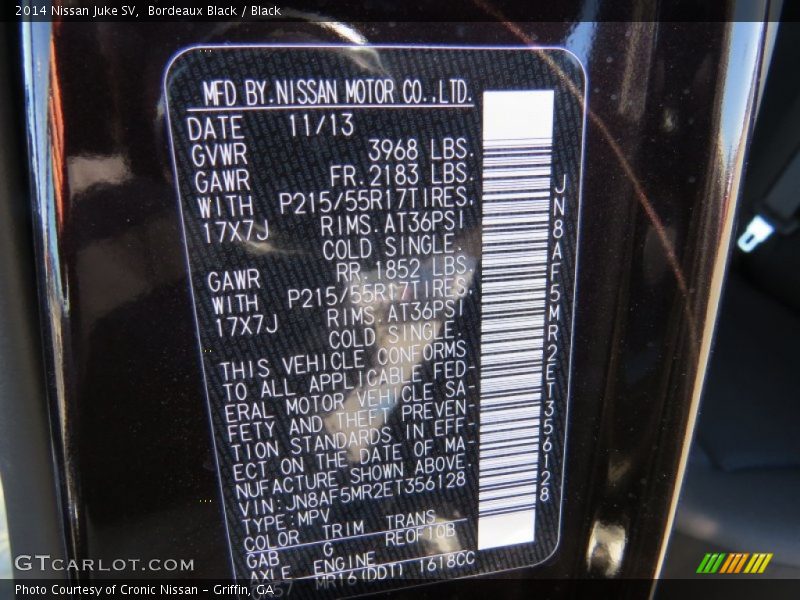 Bordeaux Black / Black 2014 Nissan Juke SV