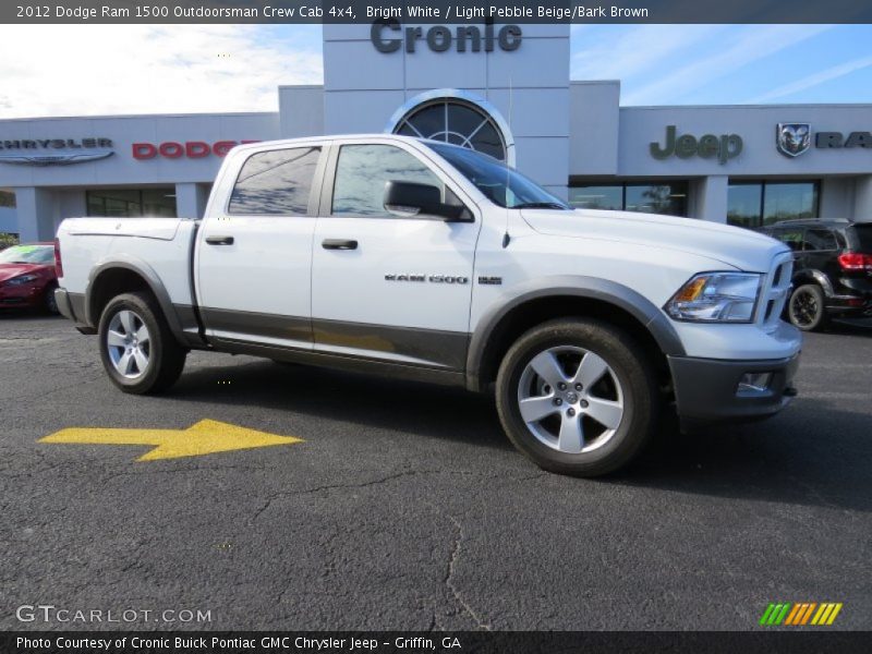 Bright White / Light Pebble Beige/Bark Brown 2012 Dodge Ram 1500 Outdoorsman Crew Cab 4x4
