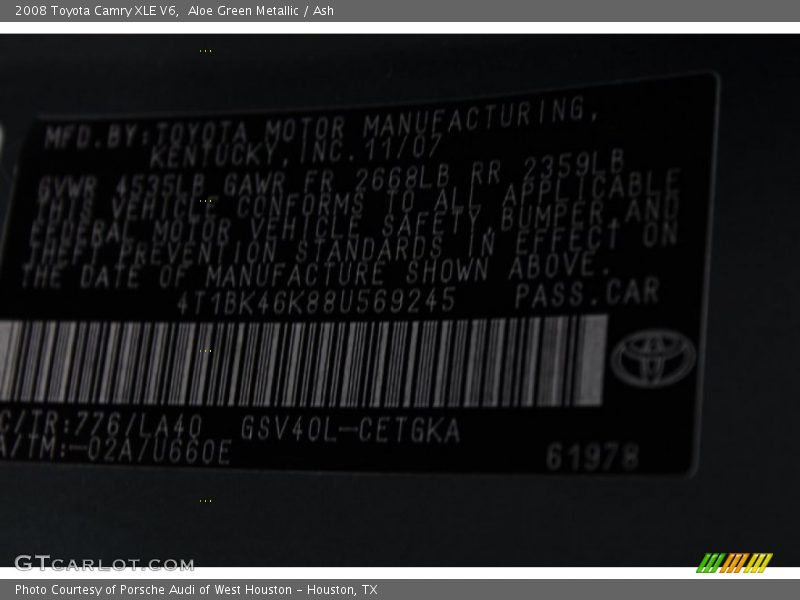 Aloe Green Metallic / Ash 2008 Toyota Camry XLE V6