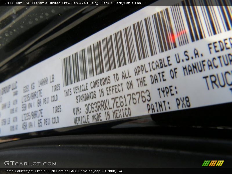 2014 3500 Laramie Limited Crew Cab 4x4 Dually Black Color Code PX8