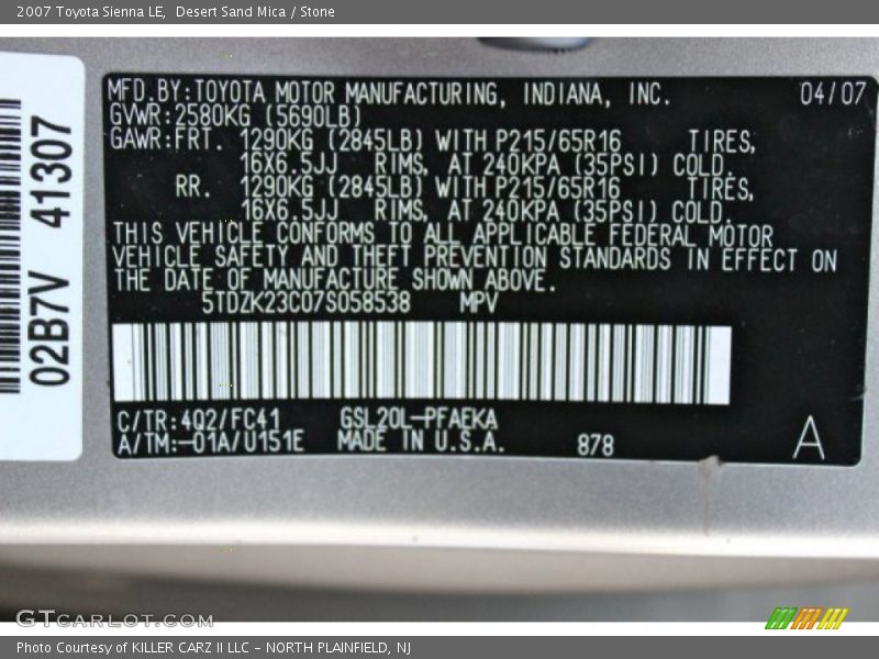 Desert Sand Mica / Stone 2007 Toyota Sienna LE