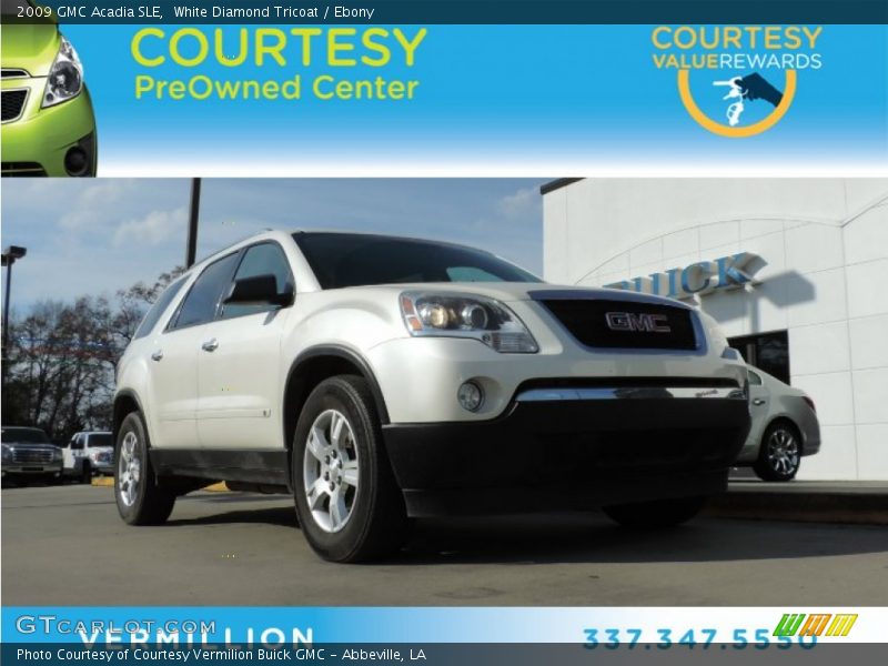 White Diamond Tricoat / Ebony 2009 GMC Acadia SLE