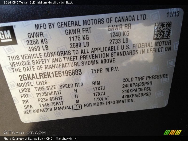 Iridium Metallic / Jet Black 2014 GMC Terrain SLE