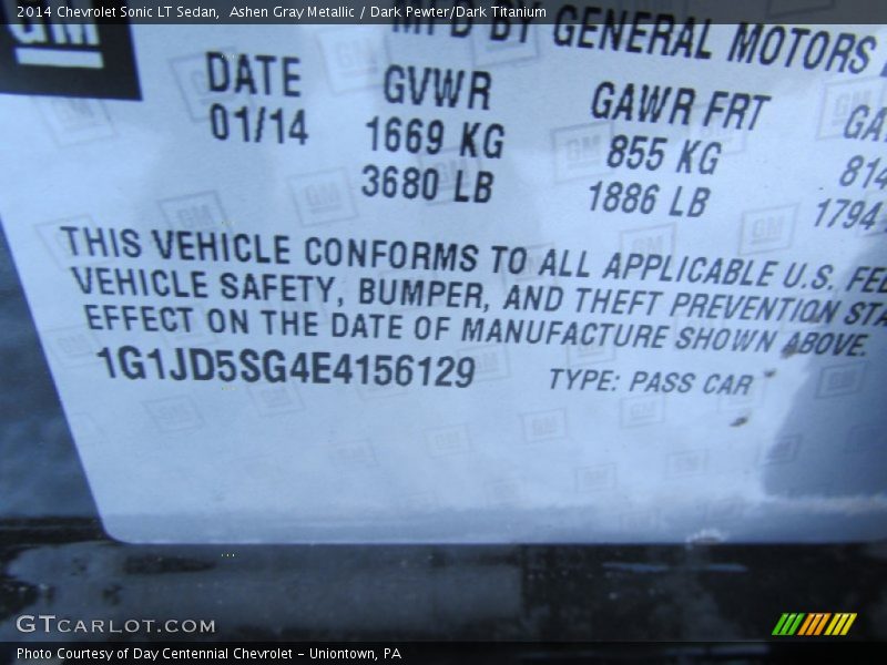 Ashen Gray Metallic / Dark Pewter/Dark Titanium 2014 Chevrolet Sonic LT Sedan