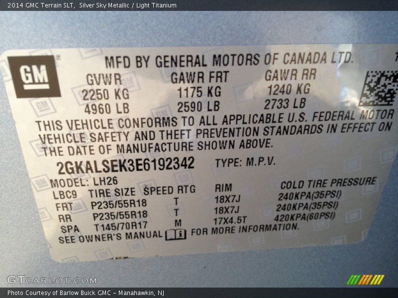Silver Sky Metallic / Light Titanium 2014 GMC Terrain SLT