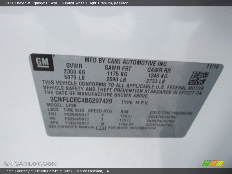 Summit White / Light Titanium/Jet Black 2011 Chevrolet Equinox LS AWD