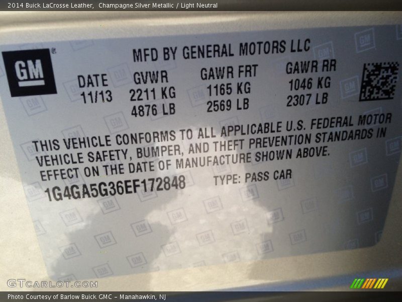 Champagne Silver Metallic / Light Neutral 2014 Buick LaCrosse Leather