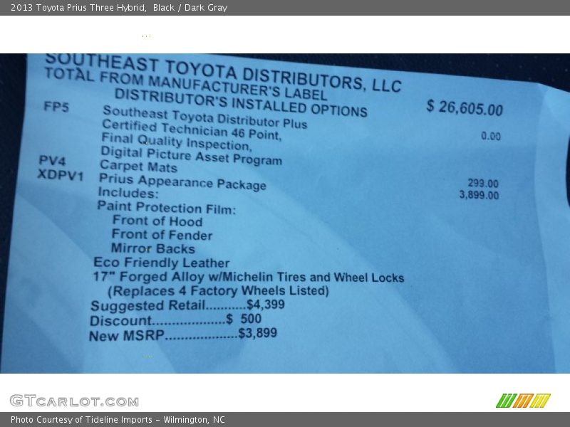 Black / Dark Gray 2013 Toyota Prius Three Hybrid