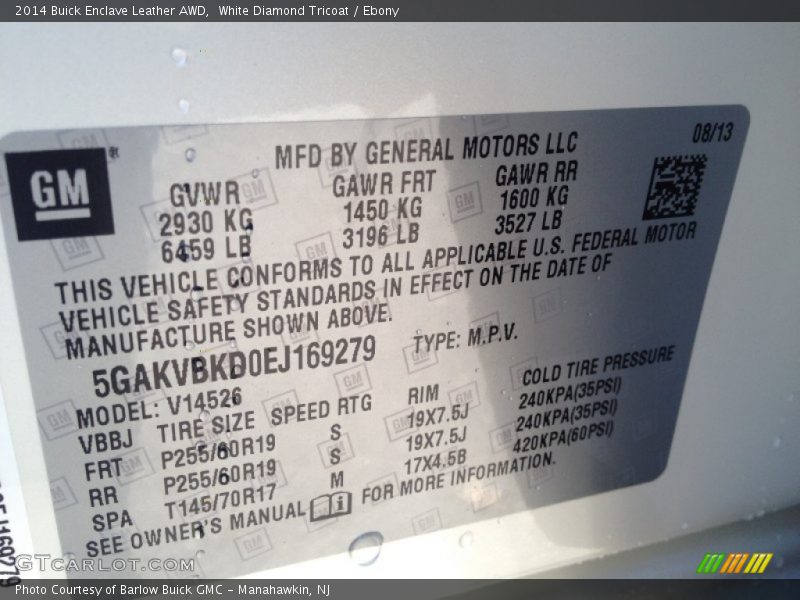 White Diamond Tricoat / Ebony 2014 Buick Enclave Leather AWD