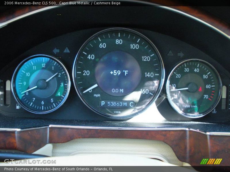 Capri Blue Metallic / Cashmere Beige 2006 Mercedes-Benz CLS 500