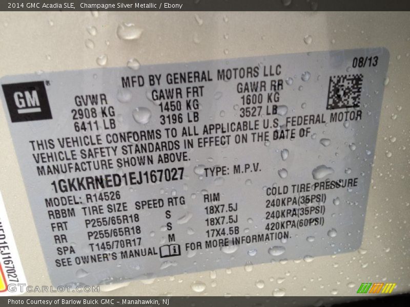 Champagne Silver Metallic / Ebony 2014 GMC Acadia SLE