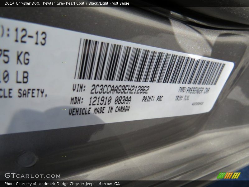 Pewter Grey Pearl Coat / Black/Light Frost Beige 2014 Chrysler 300