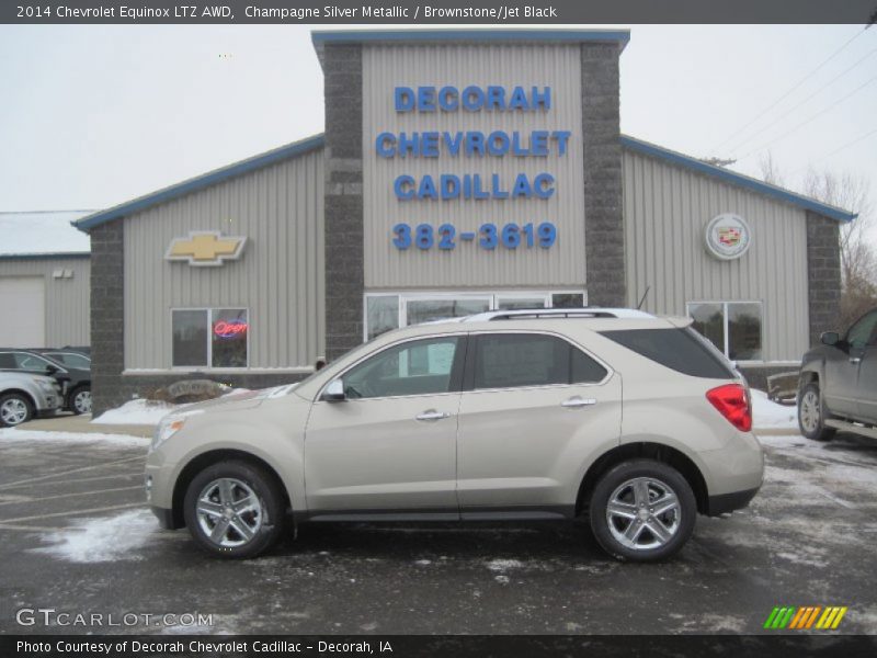 Champagne Silver Metallic / Brownstone/Jet Black 2014 Chevrolet Equinox LTZ AWD