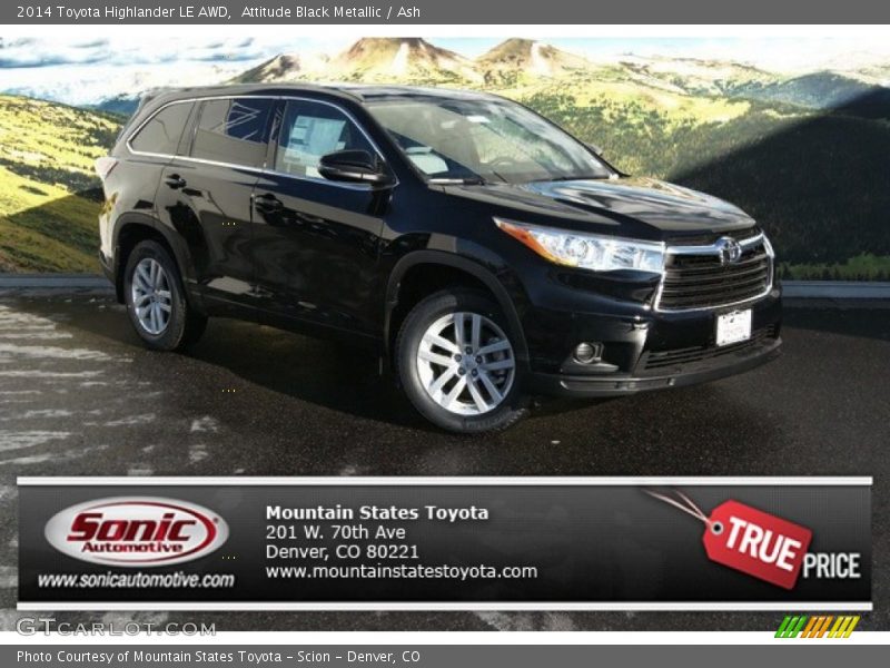 Attitude Black Metallic / Ash 2014 Toyota Highlander LE AWD