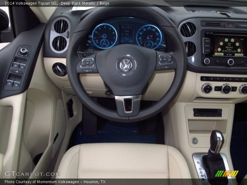 Deep Black Metallic / Beige 2014 Volkswagen Tiguan SEL