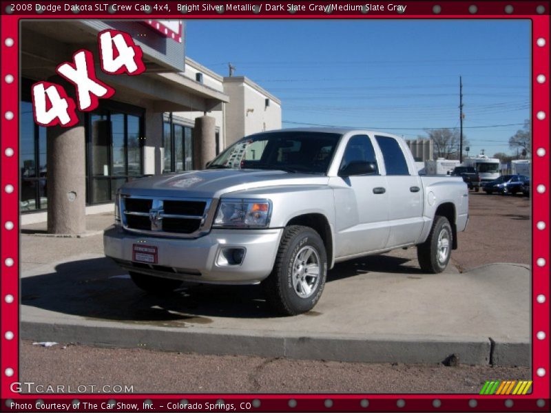 Bright Silver Metallic / Dark Slate Gray/Medium Slate Gray 2008 Dodge Dakota SLT Crew Cab 4x4
